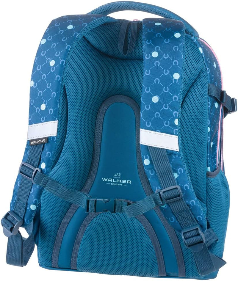 Walker 42050-072 - Schulrucksack Fame 2.0 "Lucky Horse" mit 2 Fächern, Vorderfach mit Organizer, Sei