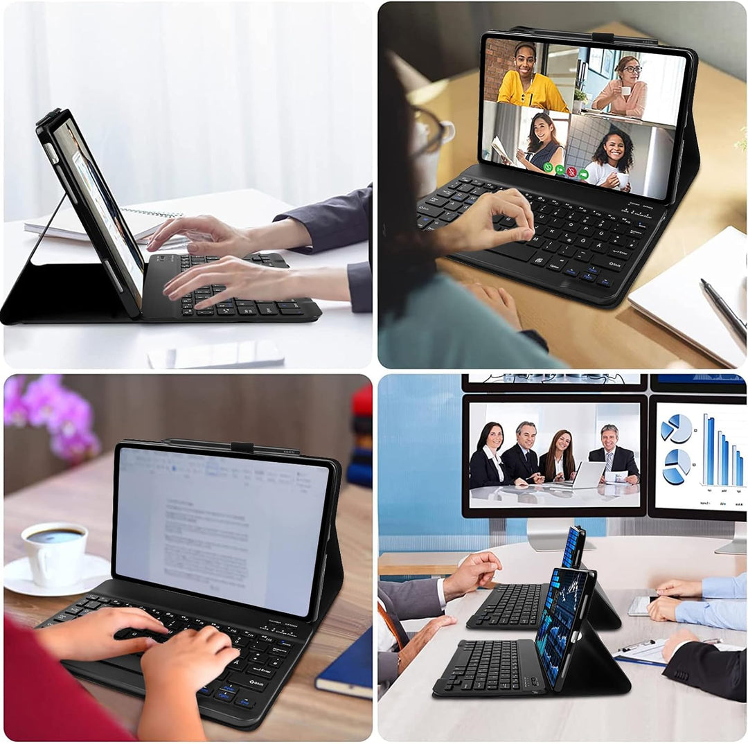 YUEJIDZ Tastatur Hülle für Xiaomi Redmi Pad SE, QWERTZ Deutsches Layout Bluetooth Schlanke Ledertasc