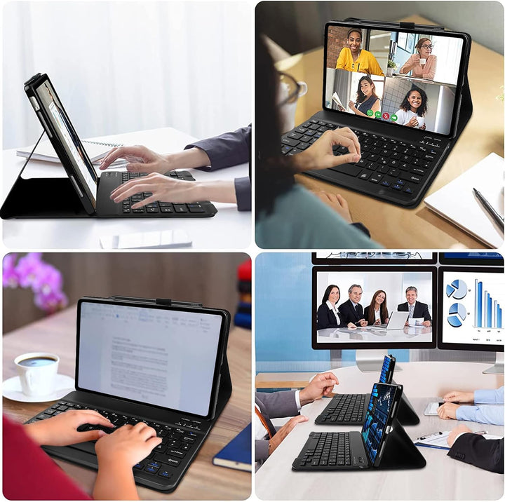 YUEJIDZ Tastatur Hülle für Xiaomi Redmi Pad SE, QWERTZ Deutsches Layout Bluetooth Schlanke Ledertasc