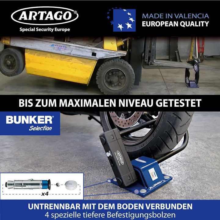 Artago 61 Bodenanker Wandanker Fahrrad Motorrad Garage, Diebstahlsicherung mit Zulassung Sold Secure