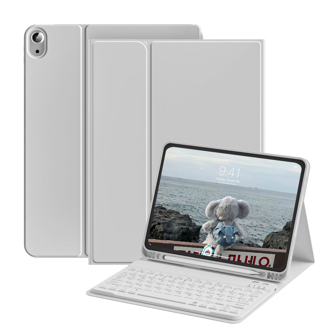ZOYU Tastatur Hülle für iPad 10. Generation 2022 (10.9 Zoll), Schutzhülle mit TPU Rückschale, Pencil