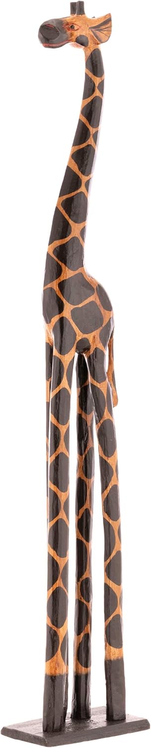 Nexos Trading Deko Giraffe Holzfigur Skulptur Afrika Handarbeit Grösse 120 cm – dunkel