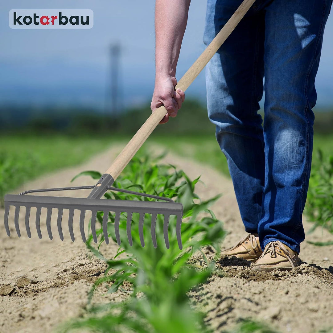 KOTARBAU® Laubrechen - 46 cm - Metall Rechen für Gras &amp; Laub - ohne Holzstiel - Gartenrechen - Rasen