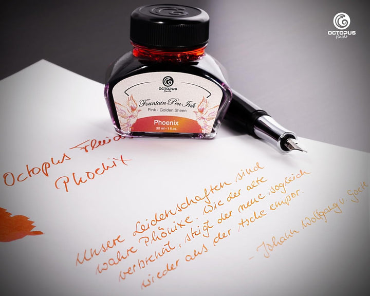 Octopus Fluids Füllhaltertinte Sheen mit Konverter, Phoenix, Orange, 30 ml Phoenix 30 ml, Phoenix 30