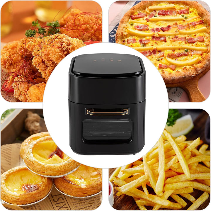 Multifunktionale Digitale Heissluftfritteuse, 1400W Airfryer, Minibackofen mit LED-Touchscreen, Schn