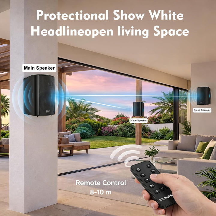 STUDIOFINIX 6,5-Zoll-Lautsprecher (400 W) für drinnen und draussen, wasserdicht, mit Bluetooth 5.1 u