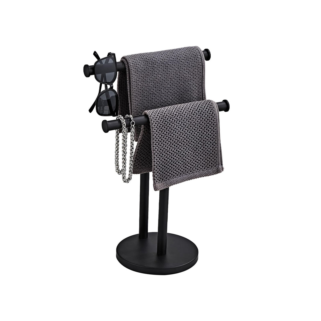 Hand Tower Holder Stand, Bodenstehende T-förmige Doppelschicht Handtuch SUS304 Edelstahl Badezimmer