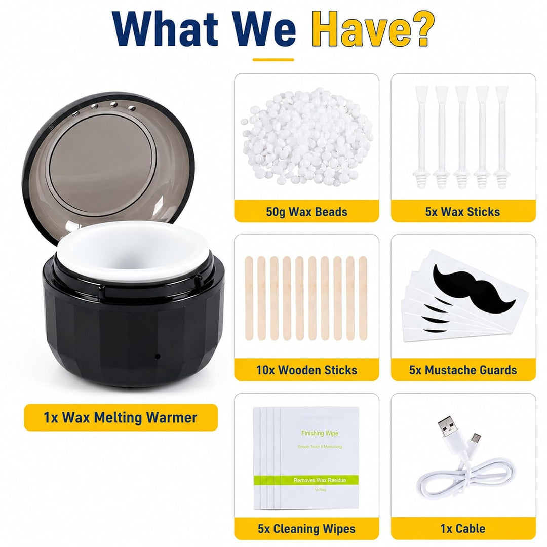 Carehabi Waxing Set Nasenhaarentferner Wachs, USB Wachserhitzer, 50 g