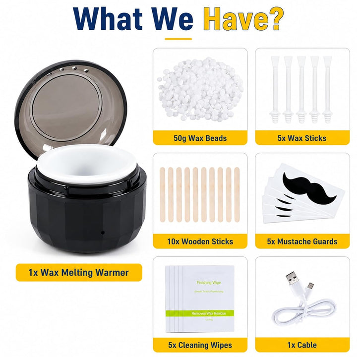 Carehabi Waxing Set Nasenhaarentferner Wachs, USB Wachserhitzer, 50 g