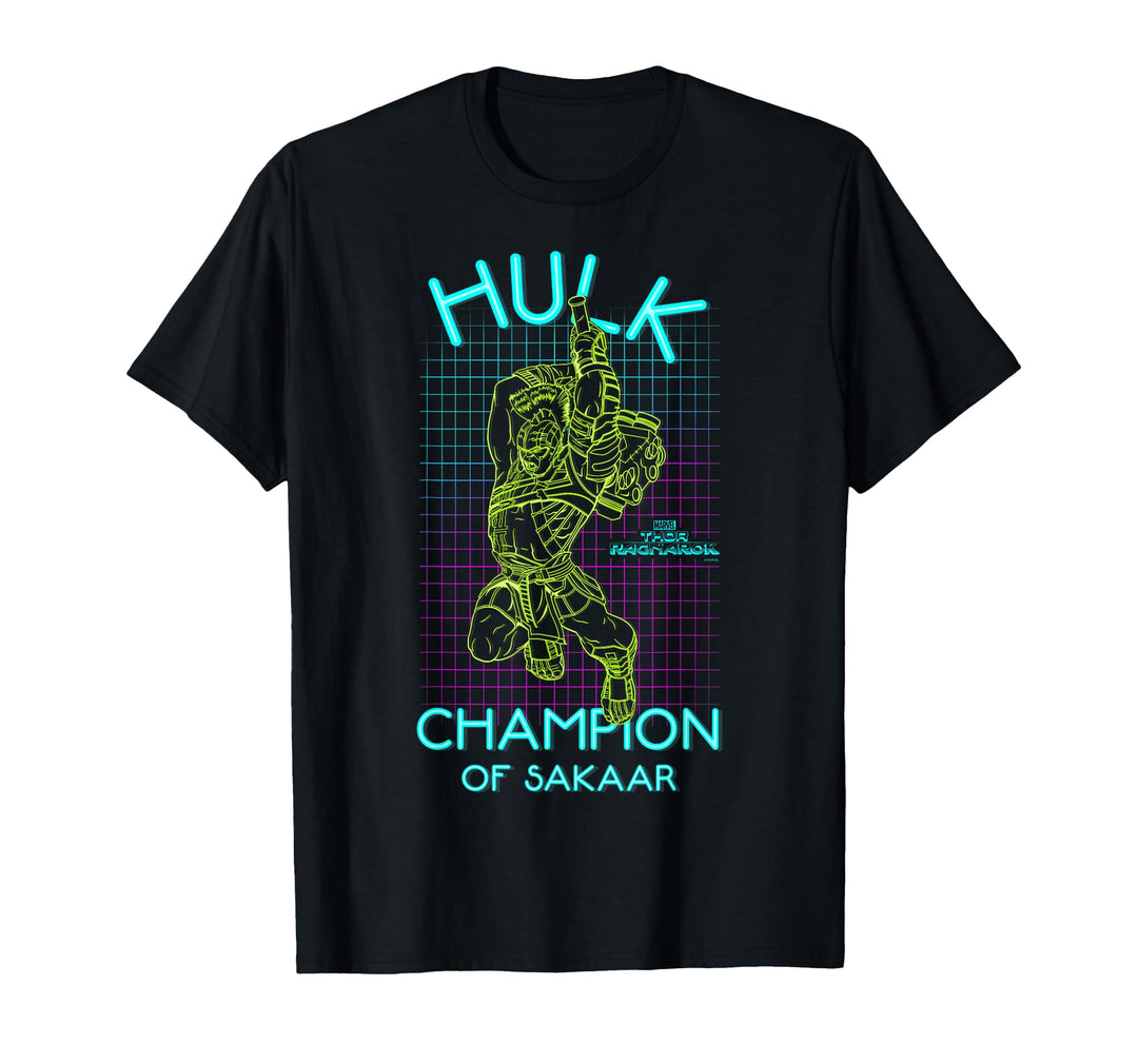 Mens Marvel Thor Ragnarok Hulk Champion of Sakaar Grid T-Shirt Medium Navy
