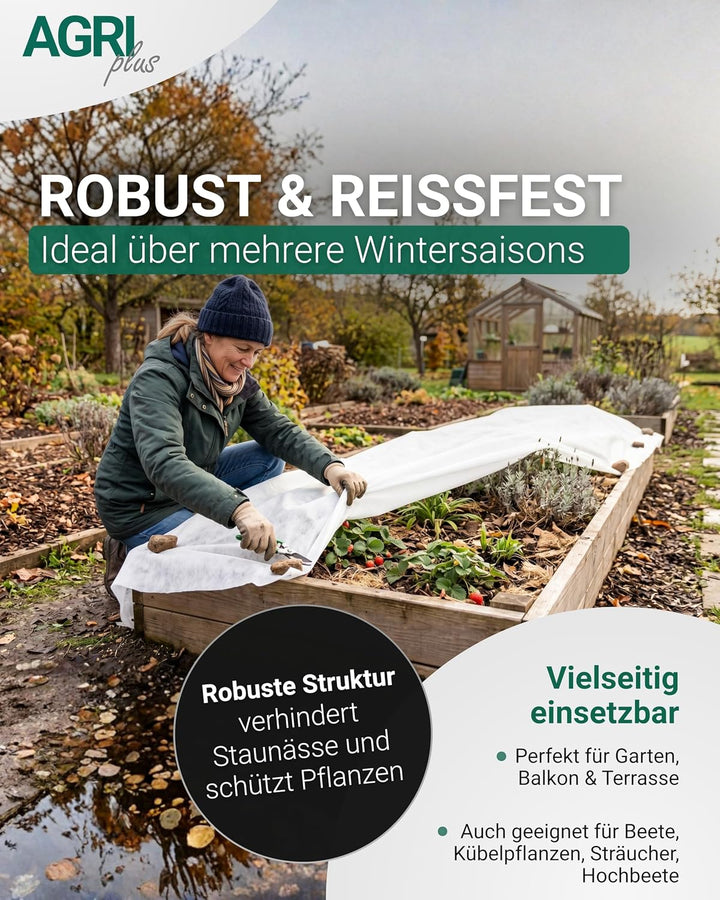 AGRI plus Winterschutzvlies 30 g/m² I 1,6 x 25 m I Verschiedene Masse I Frostschutzvlies, reissfest