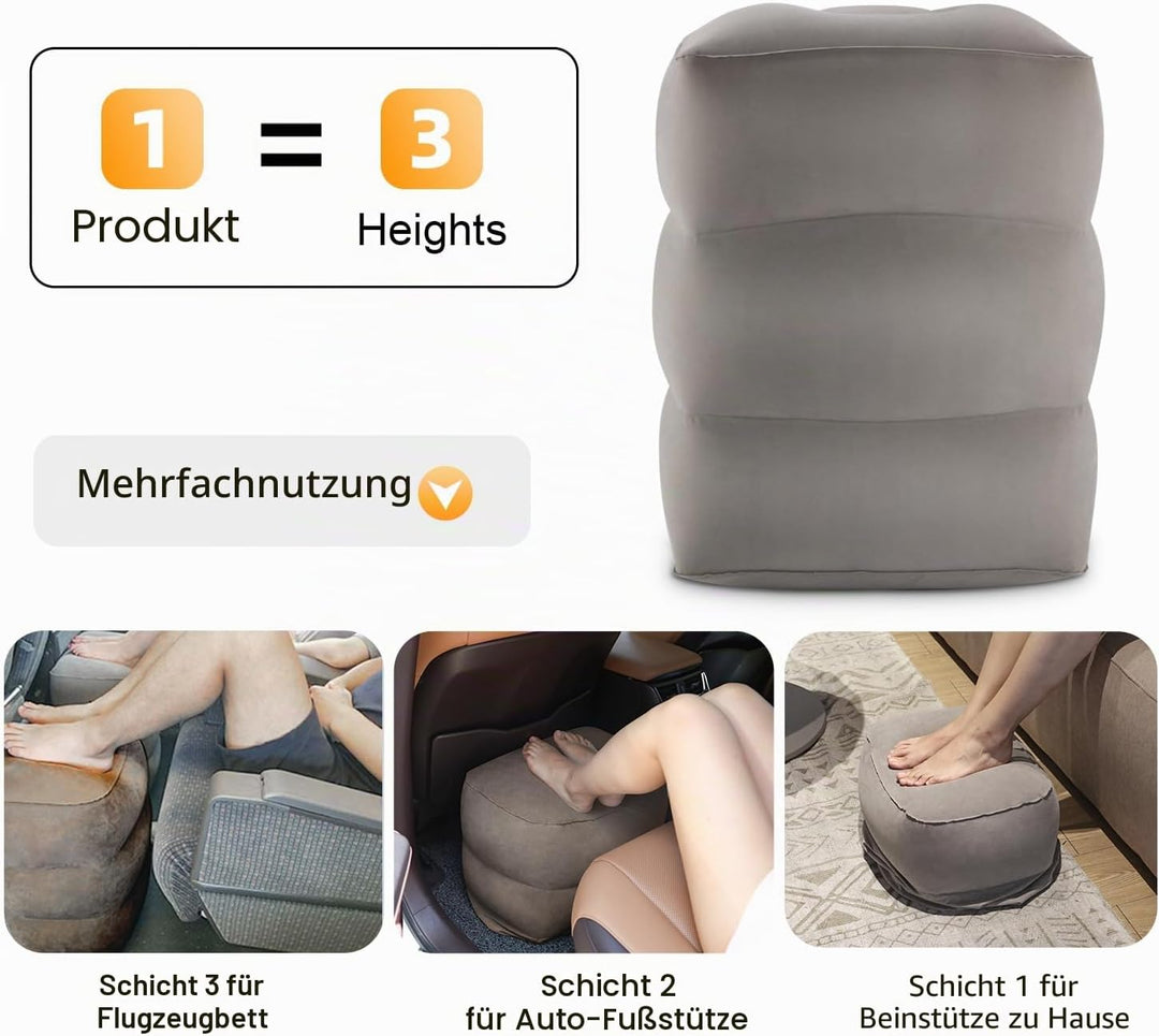 Maliton Fussstütze Flugzeug, Aufblasbare Fussstütze Kissen für Reisen Auto &amp; Zuhause &amp; Büro, Höhenve