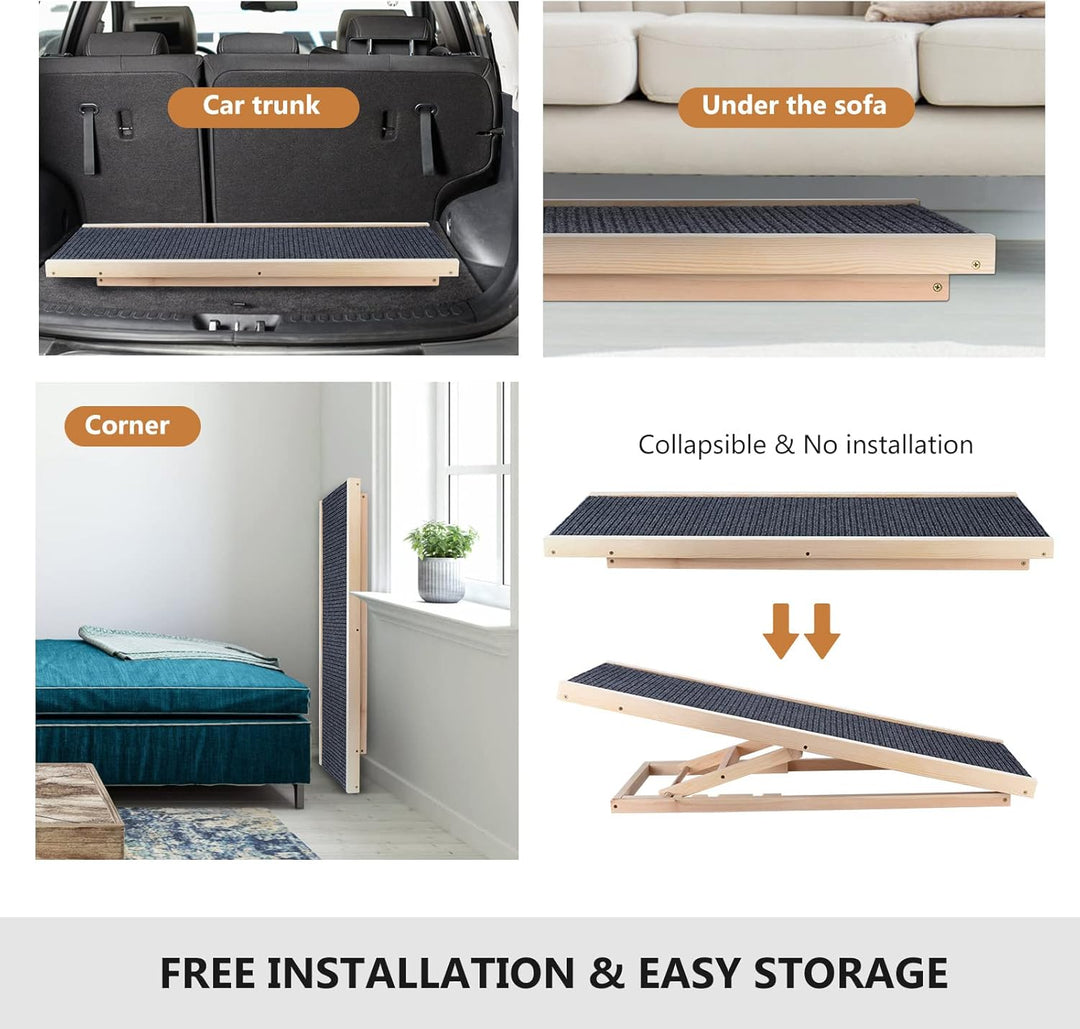 Verstellbare Haustierrampe für Bett, Couch, Pfotengriff, Anti-Rutsch-Teppich, Hunderampe Auto, 2 Hoc
