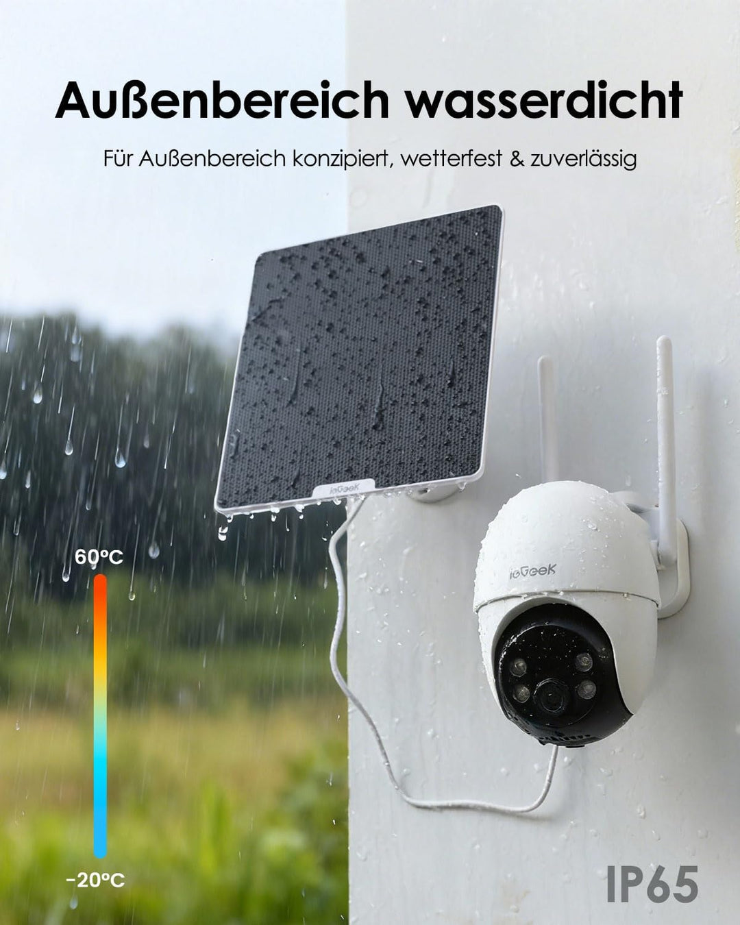 ieGeek 24/7 Aufzeichnung AOV 4G LTE Überwachungskamera Aussen mit SIM ohne WiFi, 360° PTZ, 2K 3MP, K