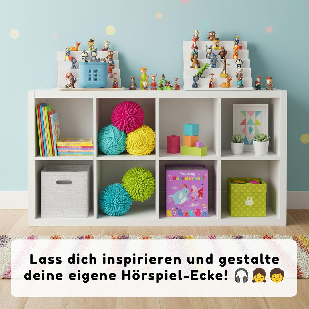 stadtecken® Magnetisches Regal für Musikbox-Figuren – Passend für Kallax und mehr | Optional mit Pla