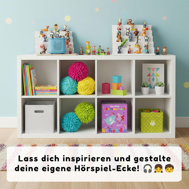 stadtecken® Magnetisches Regal für Musikbox-Figuren – Passend für Kallax und mehr | Optional mit Pla