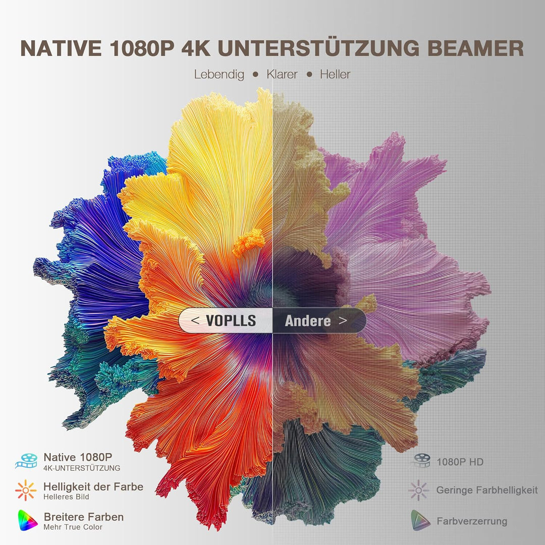 Smart Beamer Netflix Offiziell Mini Projektor 4K mit Autofokus ＆ Trapezkorrektur, VOPLLS 700ANSI 108