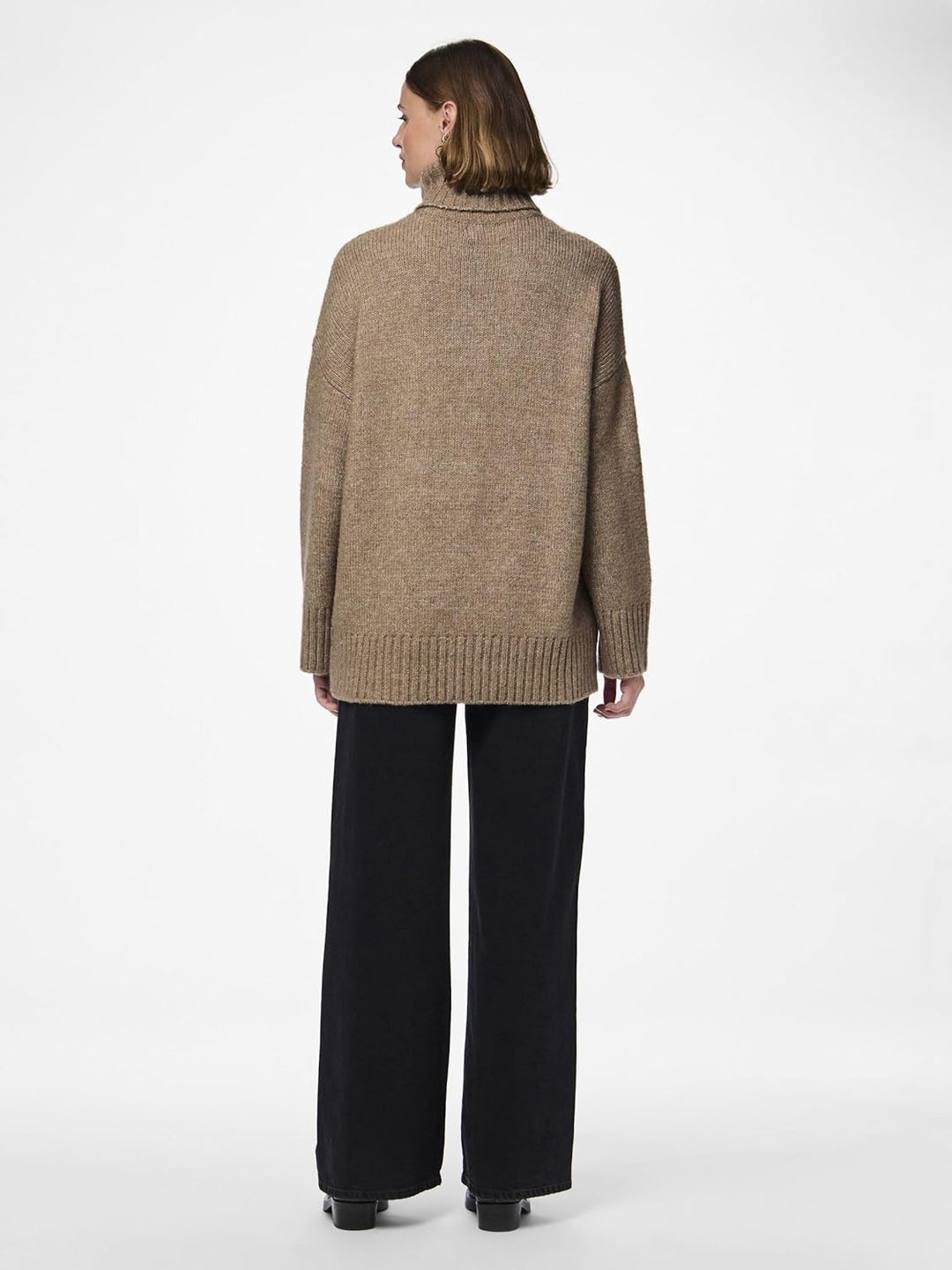 PIECES Damen Pcnancy Ls Loose Roll Neck Knit Noos Bc Pullover, Fossil