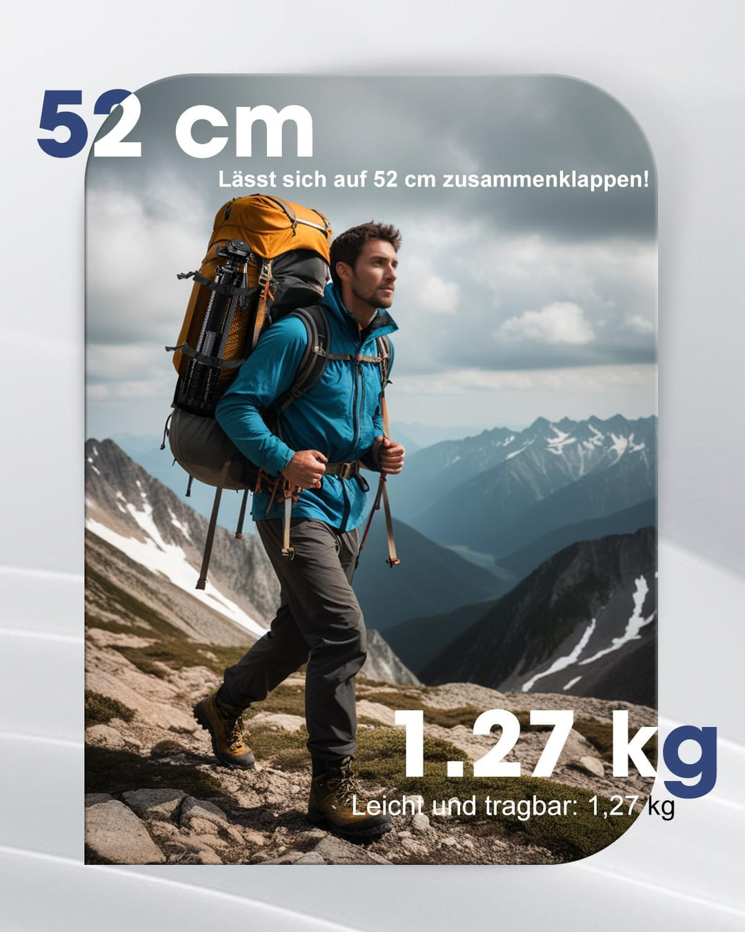 POLAM-FOTO Kamera stativ, 188 cm, Reisestativ mit Tragetasche, mit Handyhalterung, Aluminium, für Mi