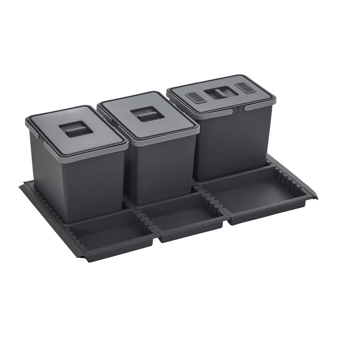 SOTECH Abfallsammler Draw 15+15+15L Abfalltrennsystem mit Deckel Abfallsystem f. Auszug Korpusbreite