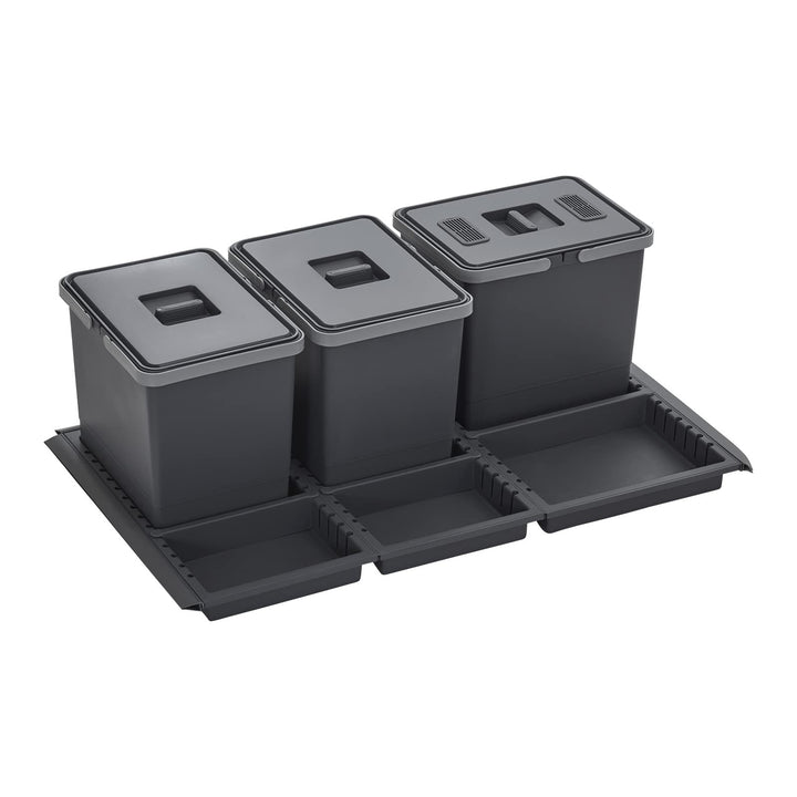 SOTECH Abfallsammler Draw 15+15+15L Abfalltrennsystem mit Deckel Abfallsystem f. Auszug Korpusbreite