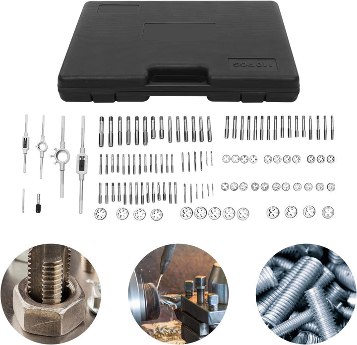 110 Teile Gewindebohrer Gewindeschneider Set Maschinengewindebohrer Set für Reparaturen an Metall Al