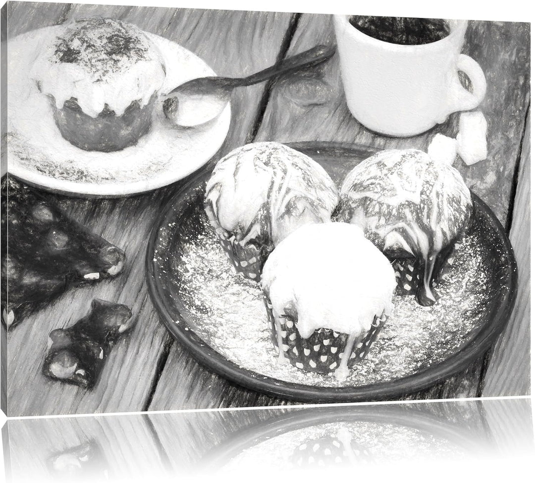 Pixxprint Köstliche Cupcakes als Leinwandbild/Grösse: 100x70 cm/Wandbild/Kunstdruck/fertig bespannt,