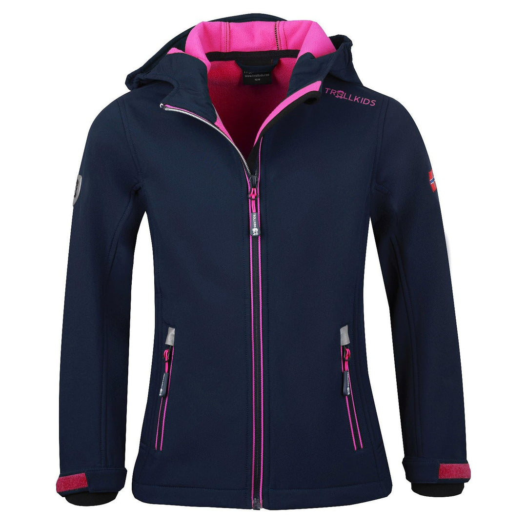 Trollkids Kinder Softshell Jacke Trollfjord 98 Marineblau / Magenta, 98 Marineblau / Magenta