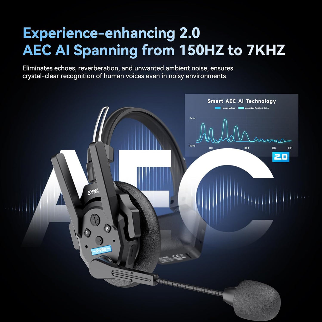 SYNCO Xtalk Xpro9 Intercom-Headset-System, Kommunikations-Headset 2,4 GHz, 1640 Fuss / 500 m Reichwe