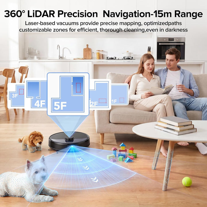 Lubluelu S1000 Robotic Vacuum Cleaner: 17500Pa Powerful Suction, 180 Minute Endurance, Auto Empty an