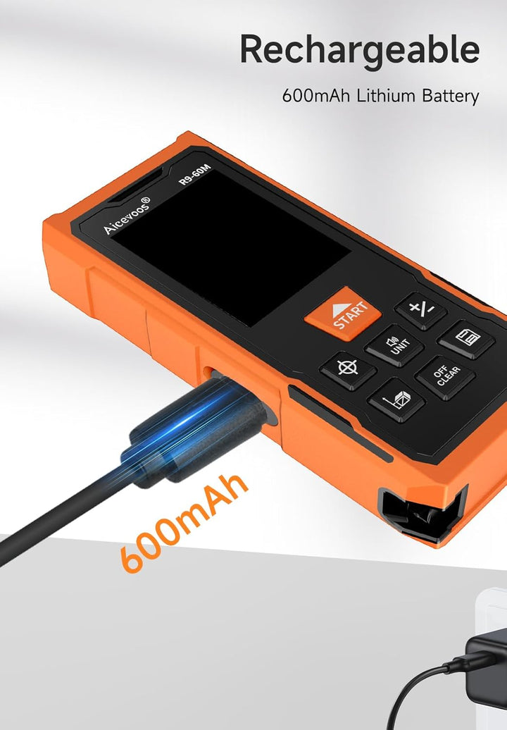 Aicevoos R9 Laser Entfernungsmesser Hohe Genauigkeit, 60 m, Laser-Massband, Compaktes Laser-Messgerä