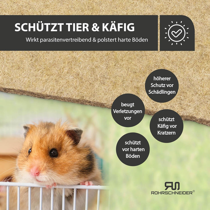 Rohrschneider Nagerteppich HANF – Käfigeinlage für Kaninchenstall, Hamsterkäfig & Meerschweinchenkäf