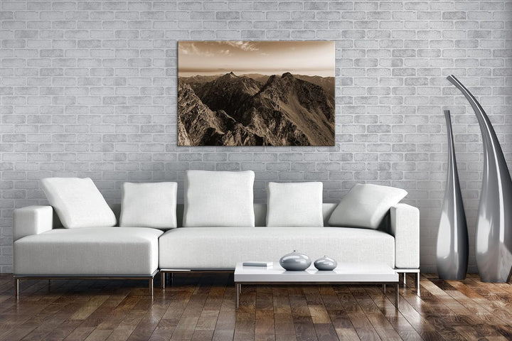deyoli Die Japanischen Alpen Effekt: Sepia Format: 80x60 als Leinwandbild, Motiv fertig gerahmt auf