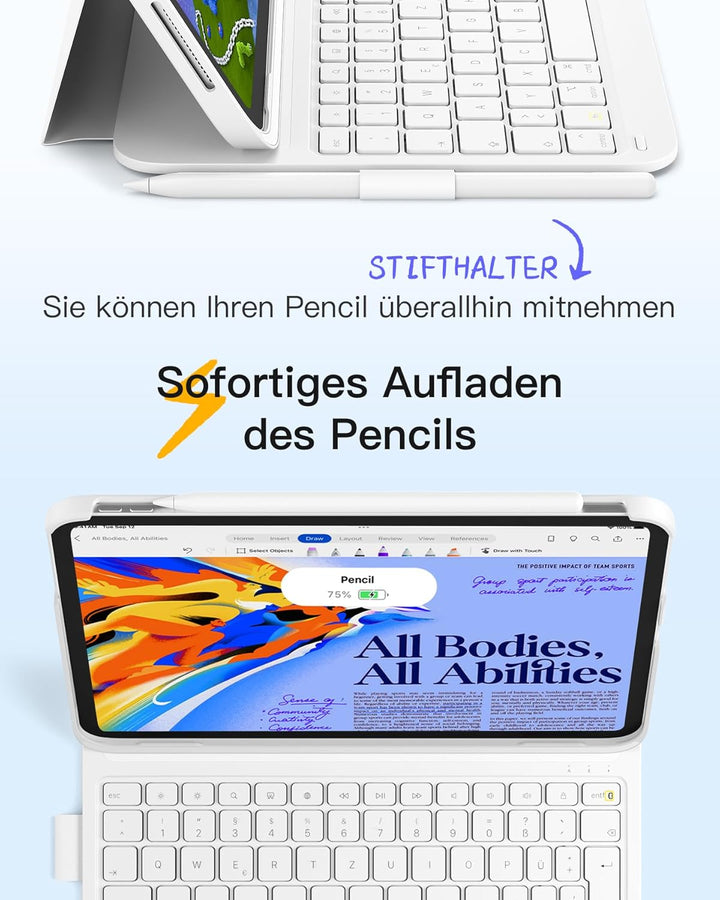 Inateck iPad 10 Generation Hülle mit Tastatur, für iPad 11 Gen. A16 2025 11 Zoll, Air 11 Zoll M3/M2