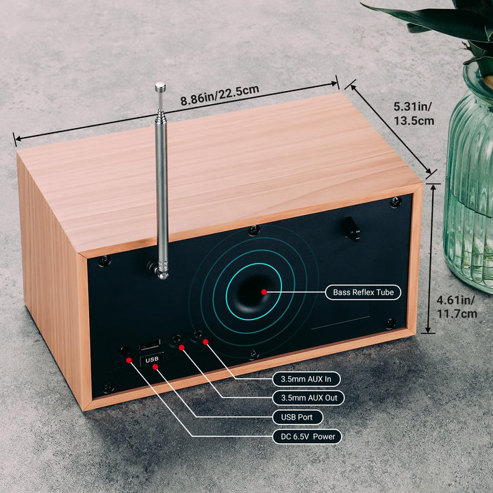 DAB+/FM Radio mit Bluetooth-August MB420-Digitales Küchenradio mit Holzgehäuse mit RDS-Funktion 60 P