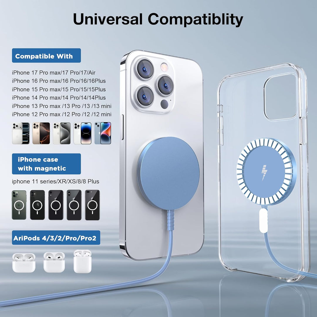 Mag-Safe Ladegerät für iPhone Ladestation: Magnet Wireless Charger Induktive Kabelloses Ladepad Komp