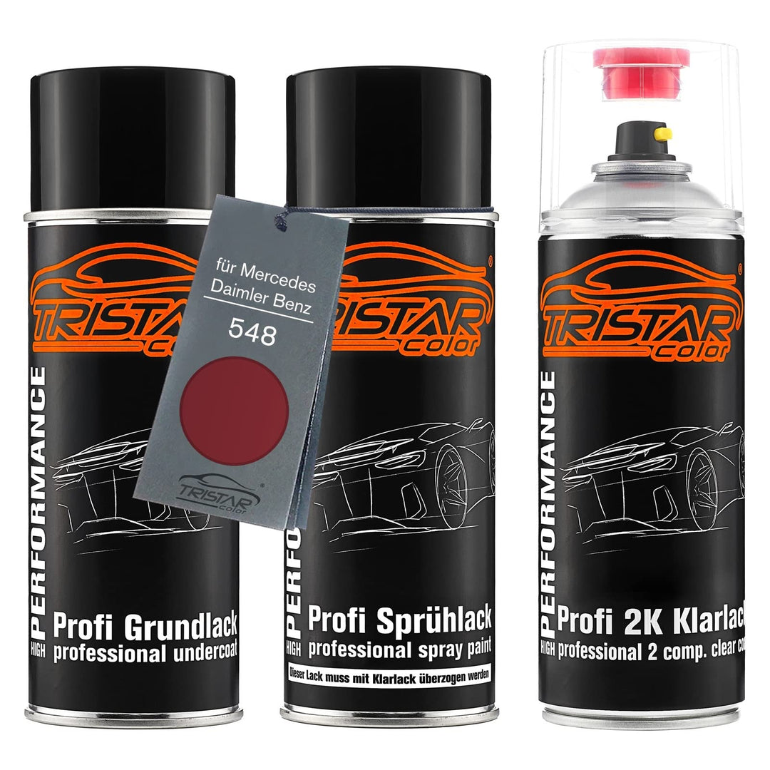TRISTARcolor Autolack 2K Spraydosen Set für Mercedes/Daimler Benz 548 Bernsteinrot Metallic Grundlac