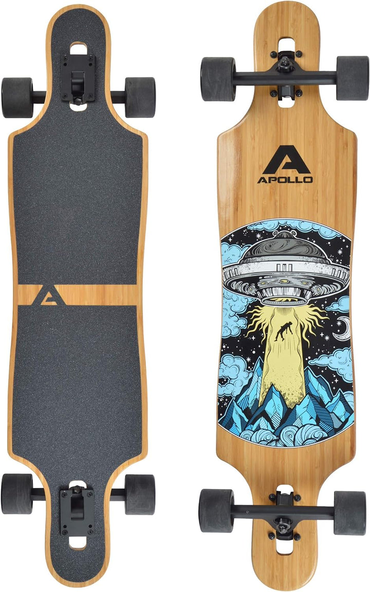 Apollo Longboard, Komplettboard mit Deck aus Bambus & Fiberglas, High-End Board mit ABEC 9 Kugellage