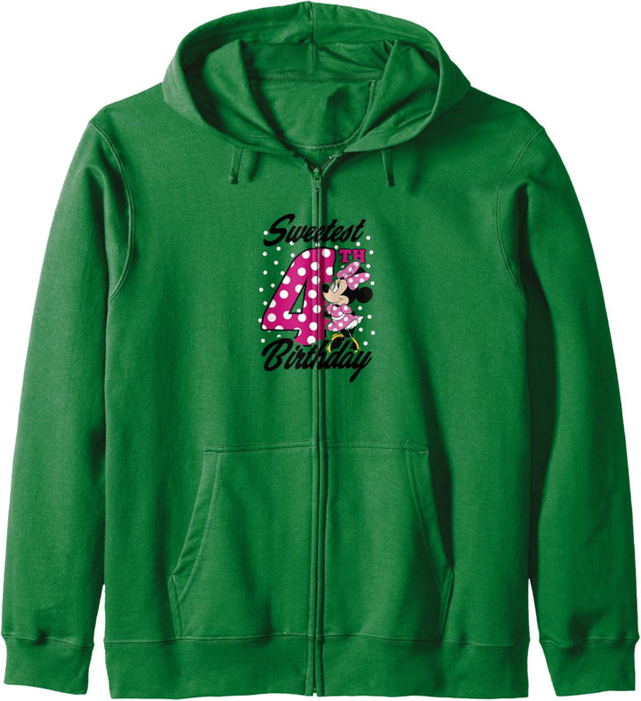 Disney Minnie Mouse Pink Polka Dot Sweetest 4th Birthday Kapuzenjacke