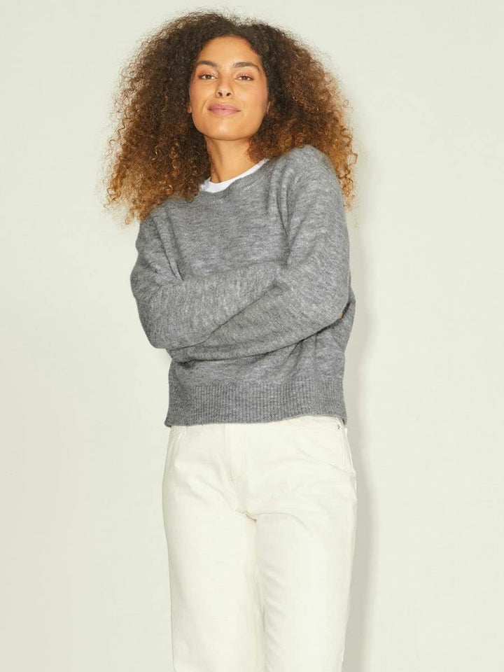 JJXX Damen Jxsilje Ls Upgrade Crew Neck Knit Noos Pullover S Grey Melange, S Grey Melange
