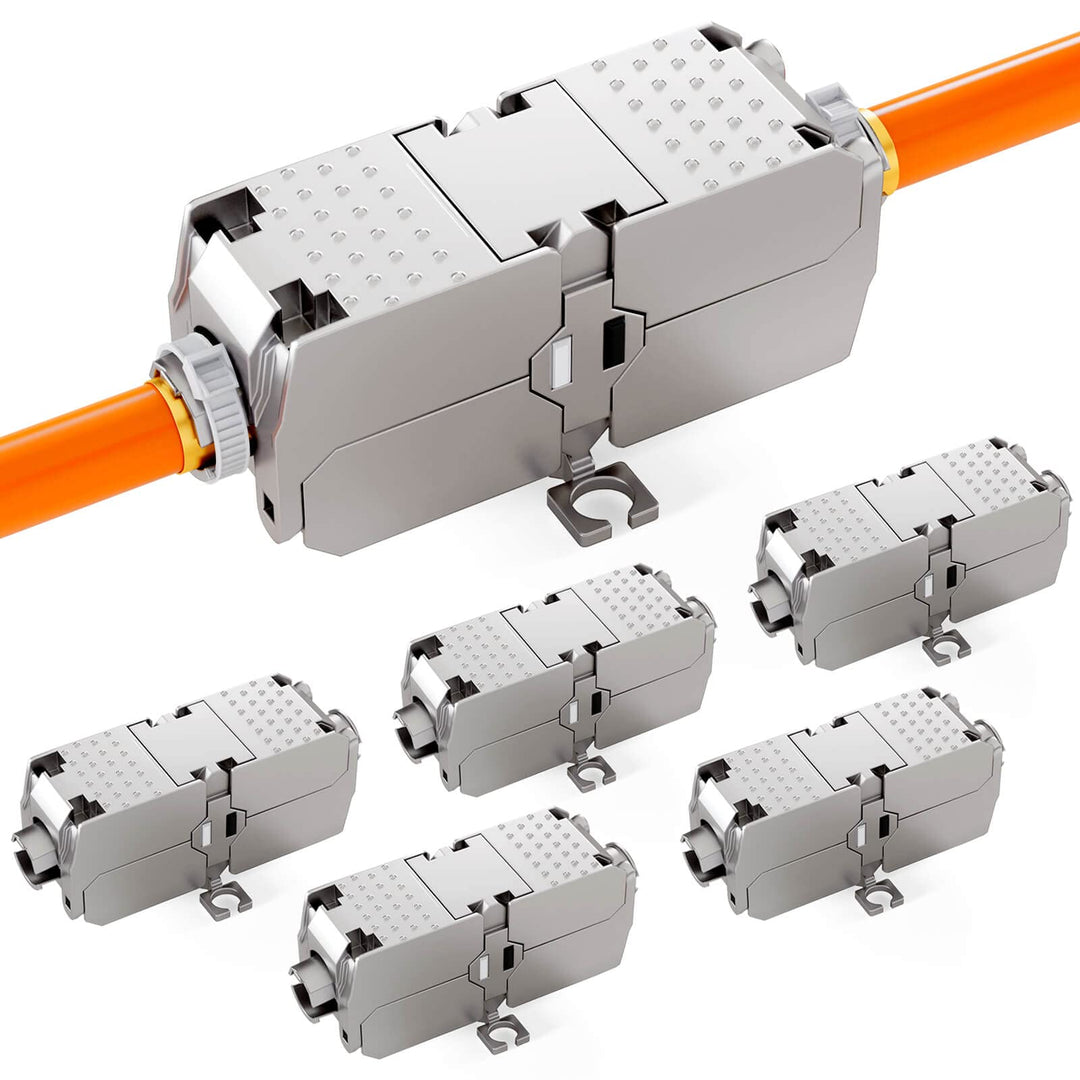 HB-DIGITAL 6x Cat 6a LSA Netzwerkkabel Verbinder 10 Gbit/s werkzeuglose LAN Kupplung & Verlängerung