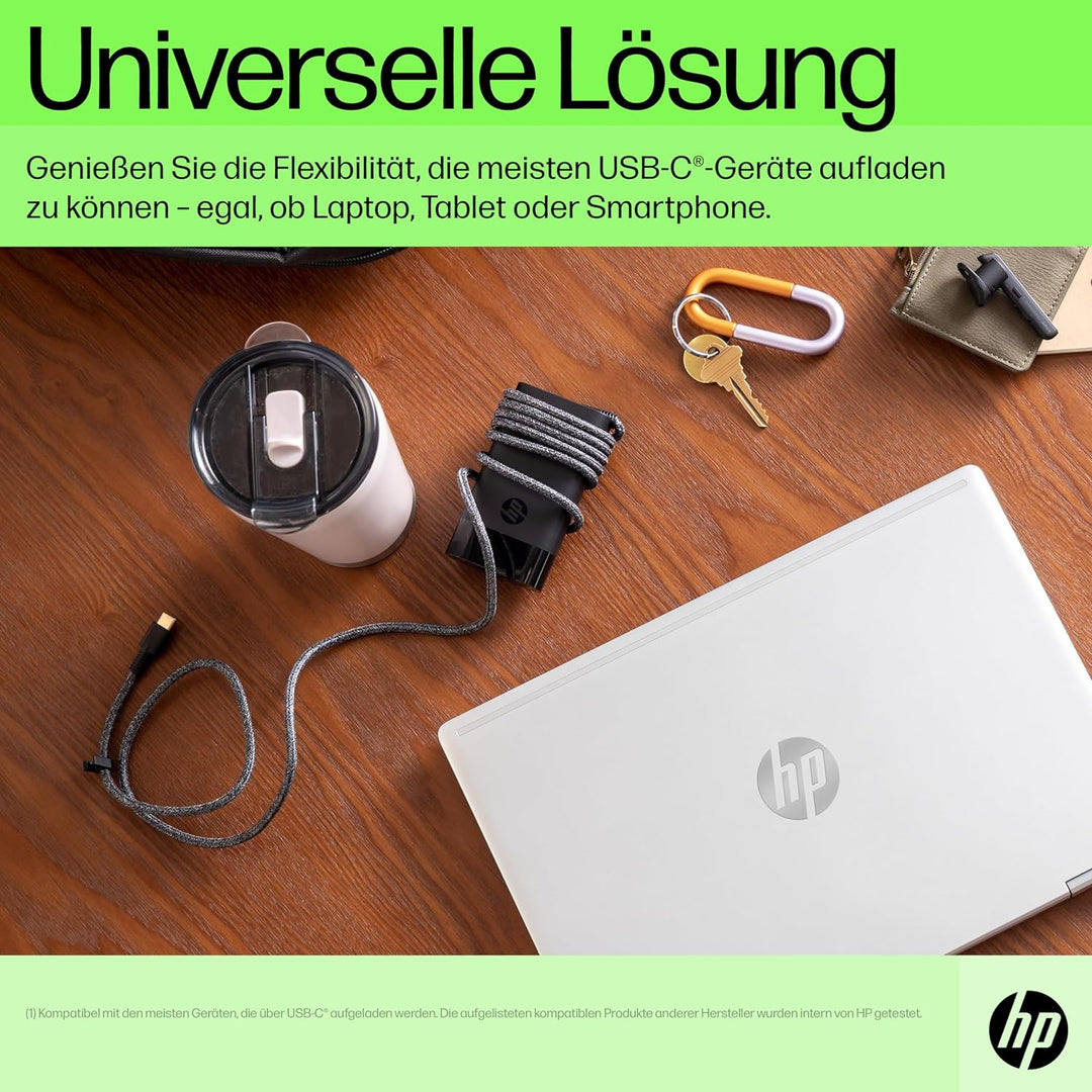HP USB-C Ladekabel für Laptops, Tablets & Smartphones, 65W, 180 cm Kabellänge, schwarz 65W USB-C Lad
