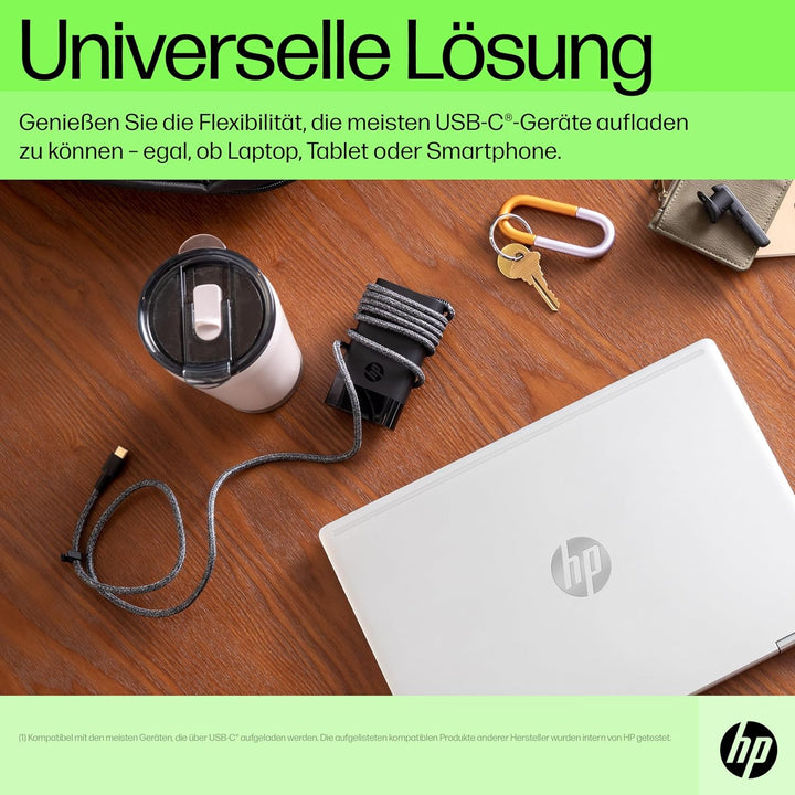 HP USB-C Ladekabel für Laptops, Tablets & Smartphones, 65W, 180 cm Kabellänge, schwarz 65W USB-C Lad