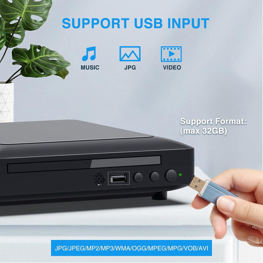 Ceihoit Mini DVD Player für TV HDMI/AV Ausgang mit Kabel enthalten, HD 1080P Upscaling, USB Eingang,