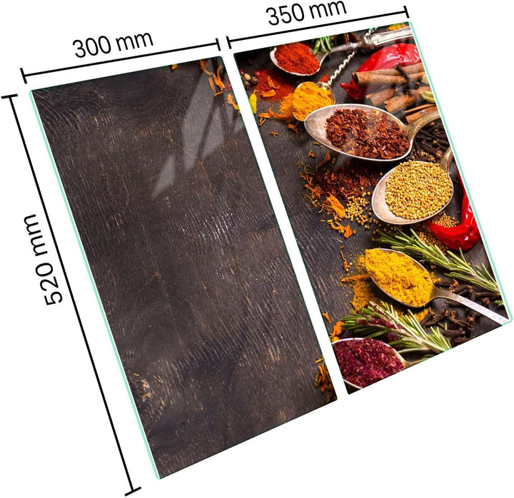 Herdabdeckplatte – Gehärtetes Glas Schneidebrett & Ceranfeld Abdeckplatte 2 Teilig 30x52 & 35x52 – H