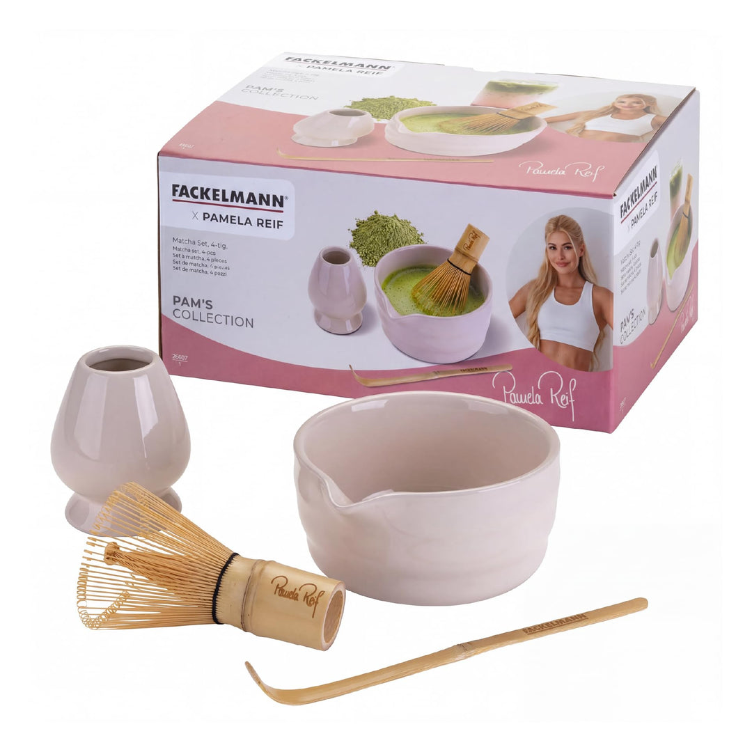 Fackelmann x Pamela Reif Matcha Tee Set aus Keramik &amp; Bambus