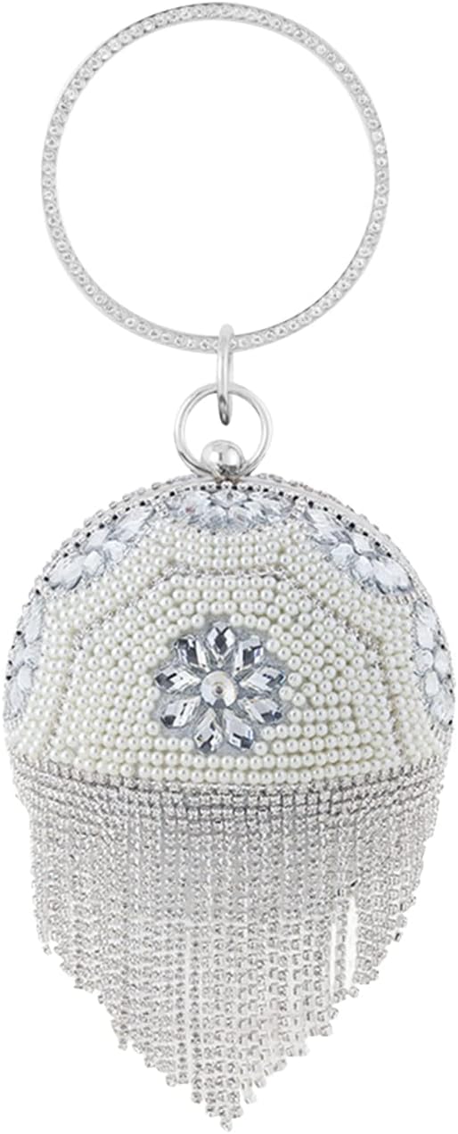 CORIOS Clutch-Geldbörsen für Damen Runde Kugel Quaste Abendtasche Diamant Schultertasche Abnehmbarer