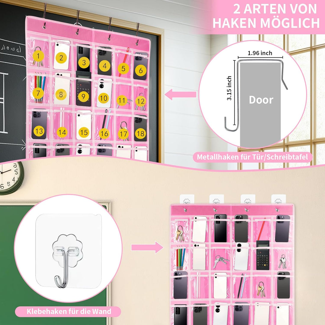 36 klare Taschen Klassenzimmer Tasche Chart Organizer, Taschendiagramm für Handy-Rechnerhalter, Häng