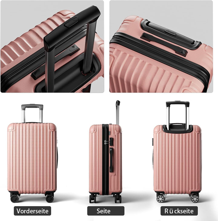 Hartschalen Reisekoffer mittelgross 66x45x27cm, Handgepäck Koffer, leicht Rollkoffer mit 4 Rollen, Z