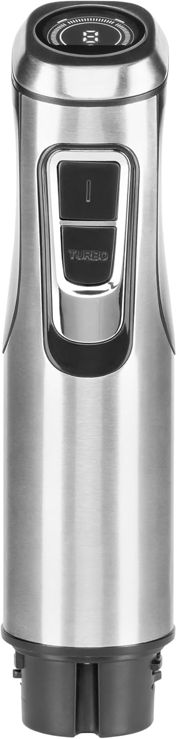 CHEF CUISINE Akku-Stabmixer, Edelstahl, 180W, 23.000 U/min, 9 Geschwindigkeitsstufen, 2x Pürierstäbe